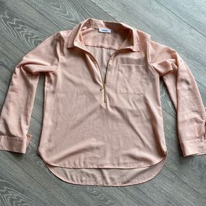 Calvin Klein Pink Blouse with Gold Zipper